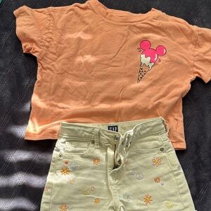 GAP Peach Ice Cream Tee and Pastel Floral Shorts